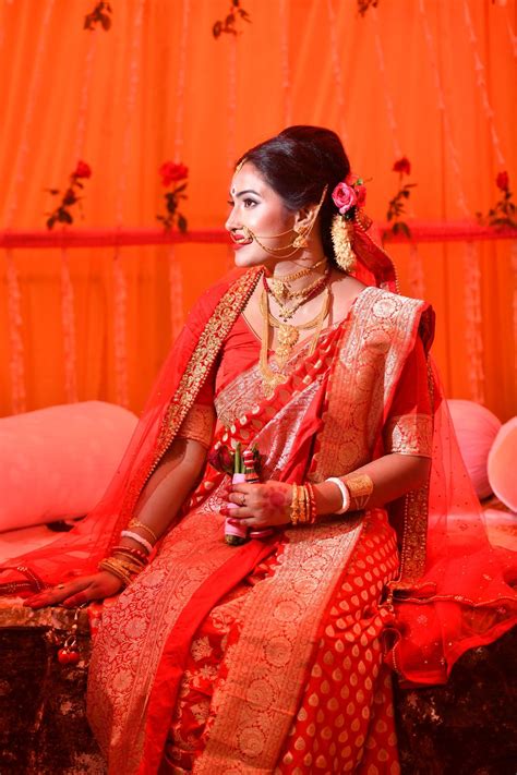 Love For Red Benarasi Sareewedding Nightbengali Attire Bengali Bride