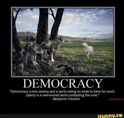 Democracy Democracy Xs Two Wolves And A íamb Voting On What To Have