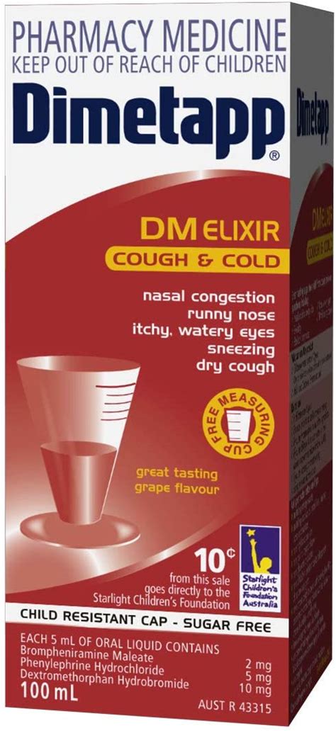 Dimetapp Dm Elixir Cough And Cold 100ml Au Health