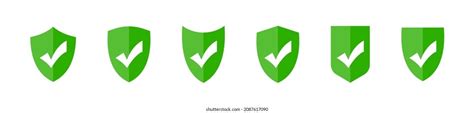 Green Shields Checkmarks Vector Icons Set Stock Vector Royalty Free