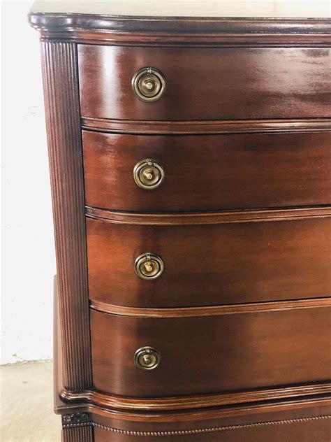 Vintage Mahogany Curved Front Federal Style Tall Dresser At 1stdibs
