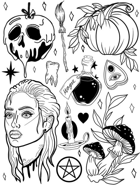 Traditional Tattoo Flash Outlines Darby Chacon