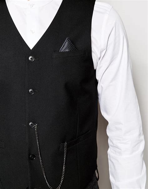 Asos Tuxedo Waistcoat With Watch Chain In Black For Men Lyst