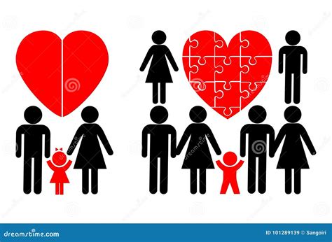 Família Nuclear E Famílias Misturadas Ilustração Stock Ilustração De