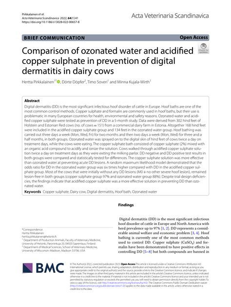 Pdf Comparison Of Ozonated Water And Acidified Copper Sulphate In