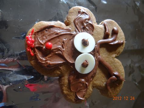 Use white cooking icing, to add the antlers. Upside Down Reindeer Gingerbread : Reindeer cookies - a ...