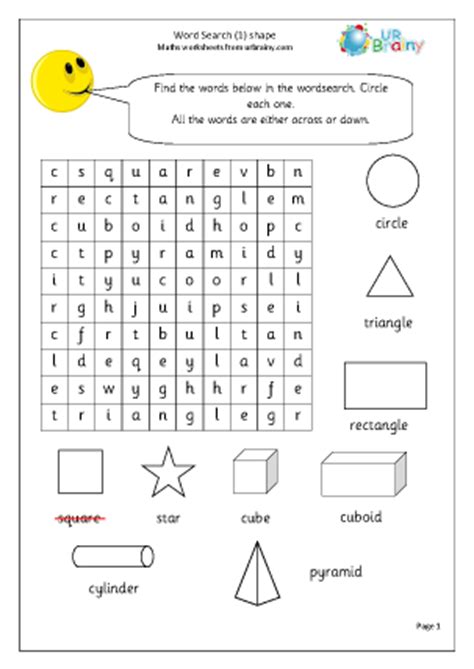 English numbers worksheets for learning and teaching grammar in a fun way. Year 1 Shape Wordsearch - Wet Break/Holiday Activities Maths Worksheets for Further Resources by ...
