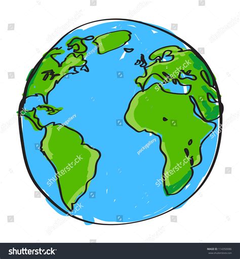 Hand Drawn Earth On White Stock Vector 114350086 Shutterstock