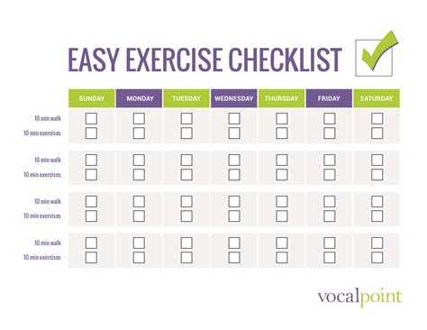 Workout Checklist Printable