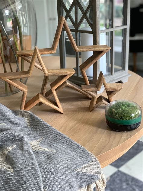 Mantelpiece Wooden Stars Set Natural Mango Wood Etsy Uk In 2022
