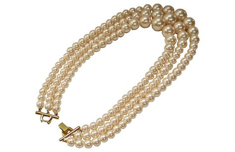 Triple Strand Graduated Pearl Necklace One Kings Lane