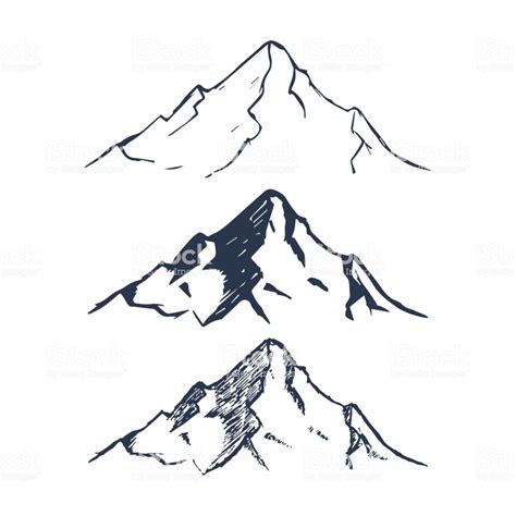 Mountains Set Hand Drawn Rocky Peaks Vector Illustration How To