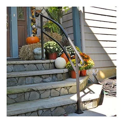 Whether your outdoor steps are concrete or wood, providing a handrail adds safety and may be required by your local codes. Stair Hand Rails for Porches and Decks | Porch handrails, Outdoor handrail, House with porch