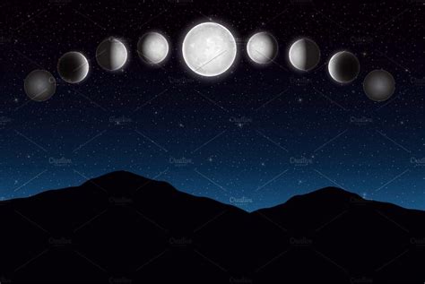 Natural satellites of other planets are also called moons, although they usually have their own unique names. Moon Phases vector set ~ Graphic Objects ~ Creative Market
