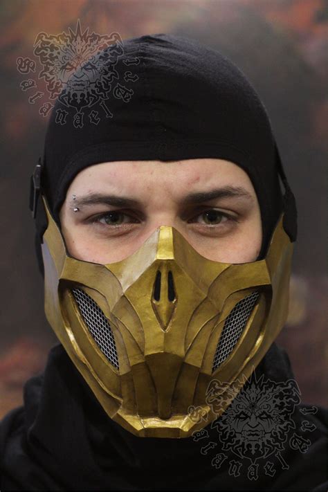 Scorpion Mask Vintage Gold With Mesh Mortal Kombat 11 Mask Handmade