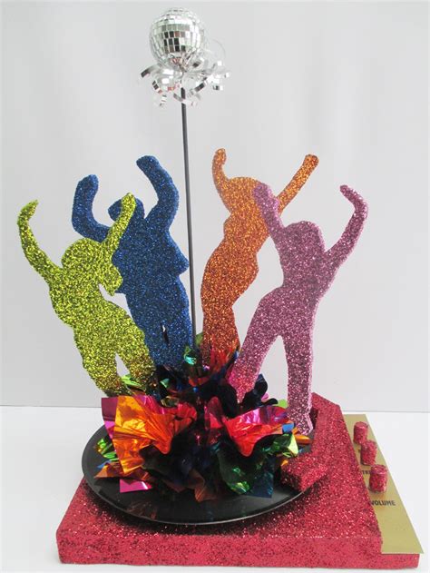 Fun Colorful 70s Themed Party Table Centerpieces Disco Party