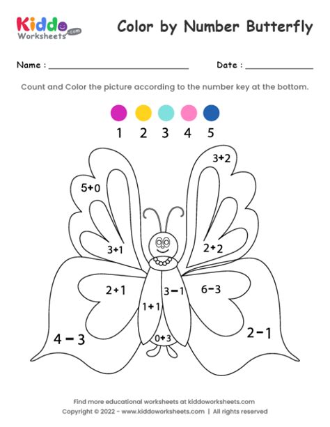 Free Printable Color By Number Butterfly Worksheet Kiddoworksheets