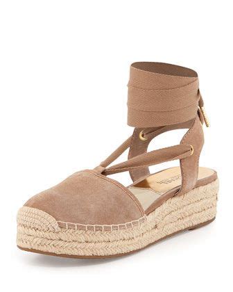 Lilah Suede Lace Up Espadrille Khaki By Michael Michael Kors At Neiman Marcus Wedge Heel
