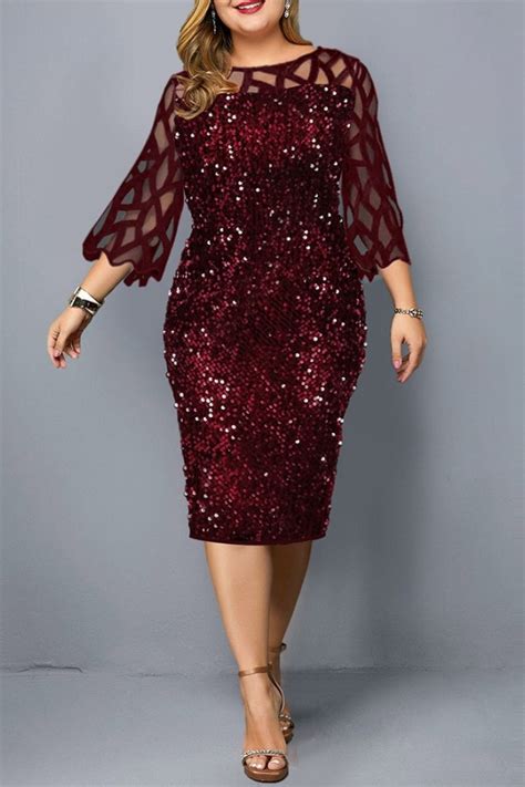 Glamorous Plus Size Red Sequin Bodycon Dress Perfect For Summer
