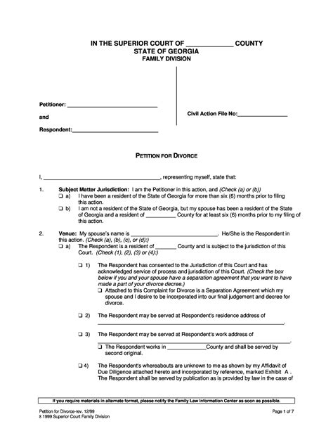 Read this document before you begin a divorce action. Canny printable divorce papers for georgia | Tucker Blog