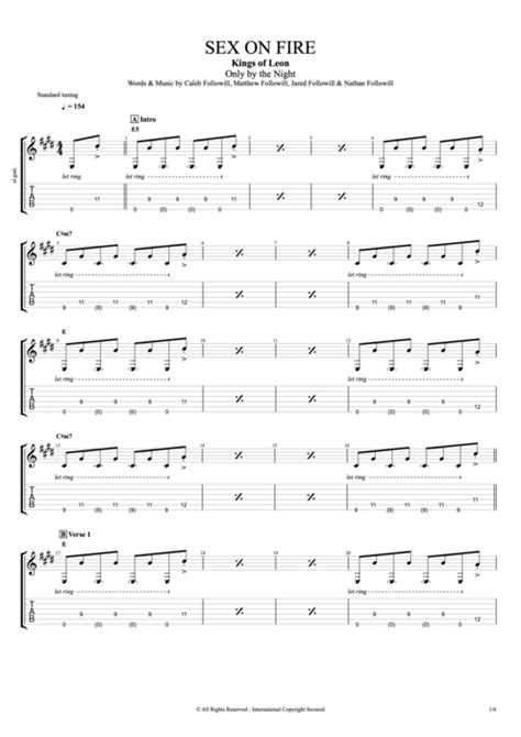 sex on fire tab by kings of leon guitar pro full score mysongbook