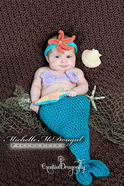 Newborn Mermaid Tail Halloween Costume 0 3 Month Baby Girl Etsy
