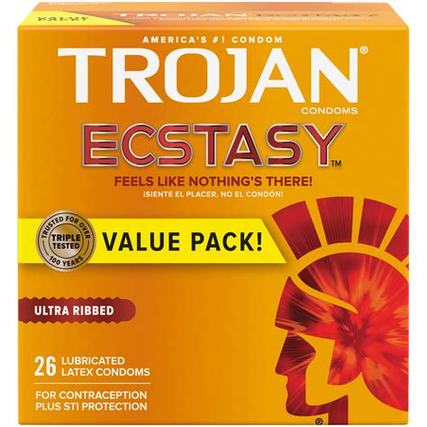 Trojan Ultra Ribbed Ecstasy Ribbed Condoms Value Pack 26 Count