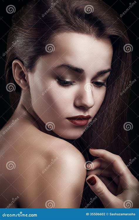 Portrait Close Up Of Young Beautiful Perfect Woman High Fashion Model