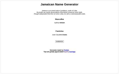 Jamaican Name Generator
