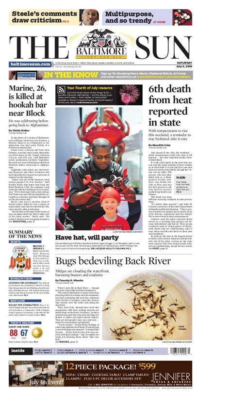 baltimore sun front page july 3 2010