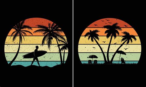 Retro Vintage Sunset Summer Beach T Shirt Graphic T Shirt Graphic For Pod Business