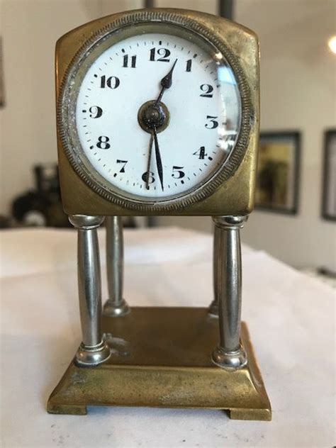 A Rare Italian 19th Century Table Alarm Clock With A Brass Metal Case