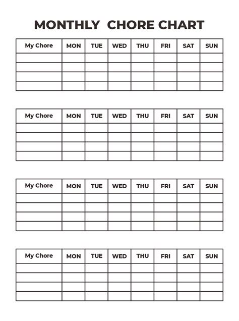 10 Best Monthly Chore Chart Printable Templates Pdf For Free At Printablee