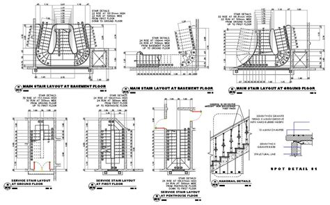 Staircase Details Of Two Storey Residential Building Is Given In The