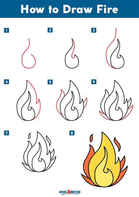 How To Draw Fire Step By Step For Kids