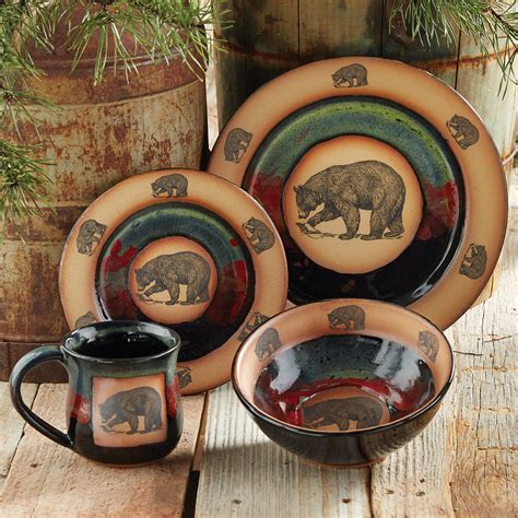 Print ready wall art and poster. Forest Bear Pottery Dinnerware (4 pcs)