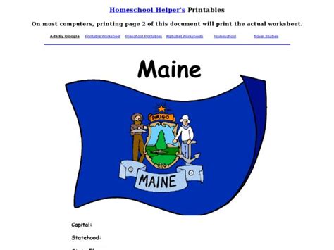 Maine Worksheet Worksheet For 3rd 4th Grade Lesson Planet