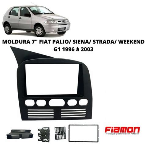 Moldura 2 Din Fiat Palio Siena Strada Weekend G1 1996 à 2003 Preto