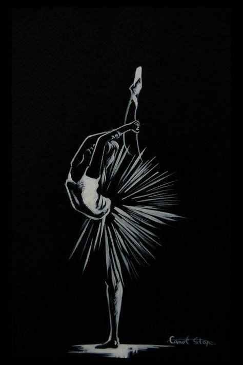 Ballerina Art Print Minimalist Ink Drawing White On Black Modern Wall