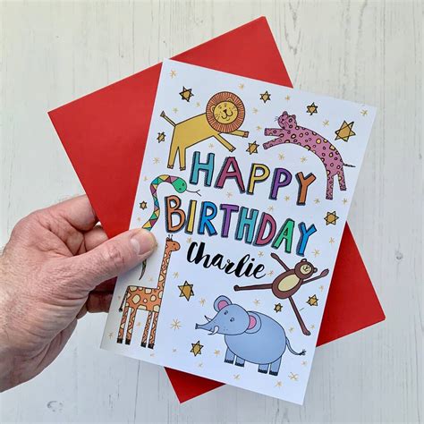 Personalised Childrens Jungle Animal Birthday Card By Adam Regester