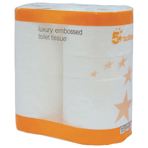 5 Star Luxury Toilet Tissue Paper Rolls White 240 Sheets