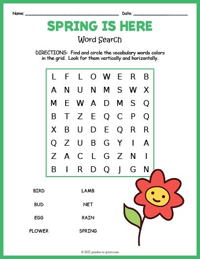 Easy Large Print Word Search Printable