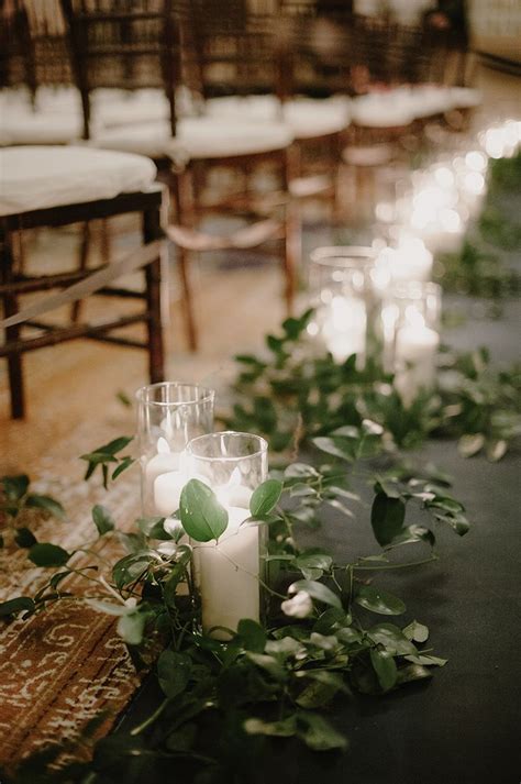 Candle Aisle With Greenery Kristen Marie Parker Photography Wedding