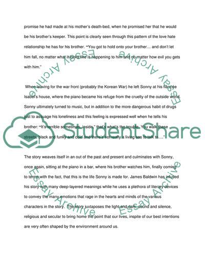 Analysis of Sonny's Blues by James Baldwin and The Things ...