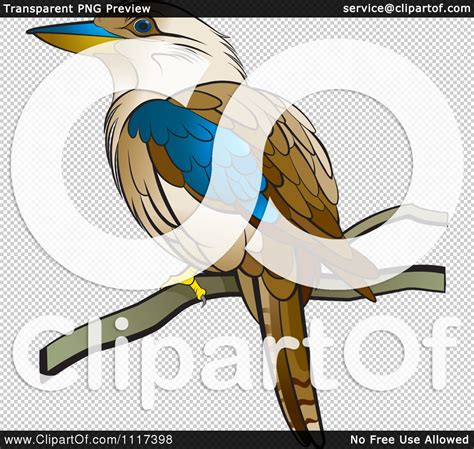 Clipart Of A Perched Kookaburra Bird Royalty Free Vector Illustration