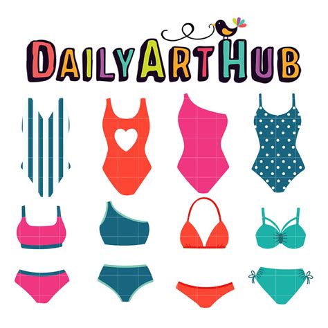 Women Bathing Suit Clip Art Set Daily Art Hub Graphics Alphabets