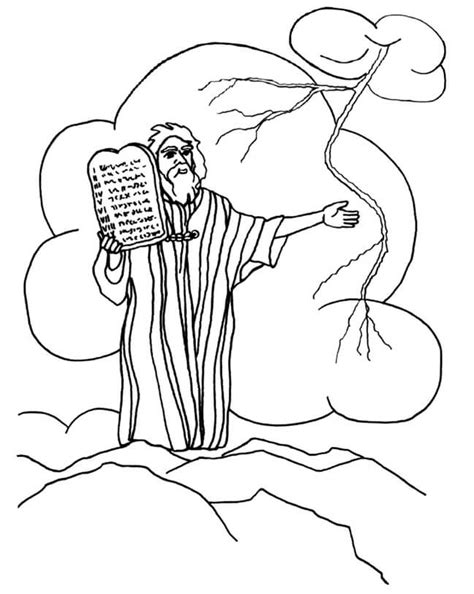 Moses With Ten Commandments Coloring Page Free Printable Coloring