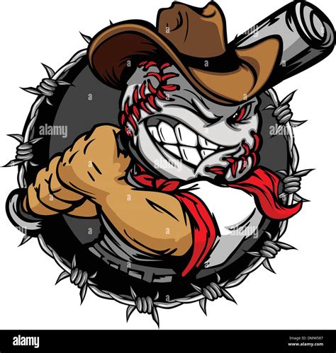 Cartoon Cowboy Baseball Face Holding Baseball Bat Stock Vector Image Art Alamy