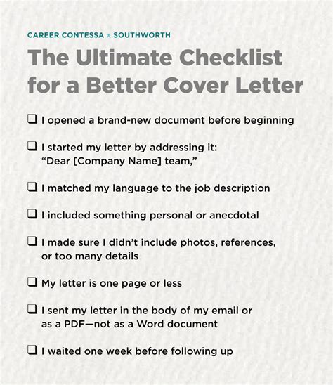 The Ultimate Checklist For A Better Cover Letter Career Contessa