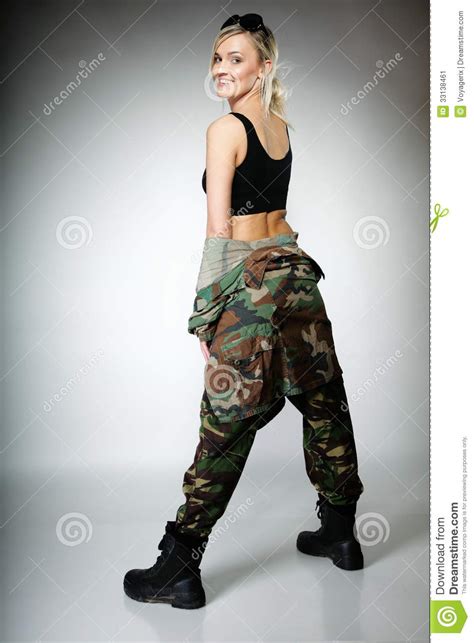 Woman In Military Clothes Army Girl Stock Image Image Of Protection